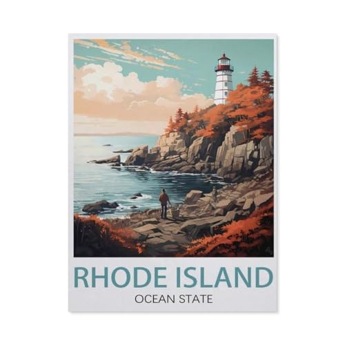 Puzzle 1000 Stück，Rhode Island Ocean State Vintage-Reiseposter，Klassische Puzzle 3D Puzzle DIY Kit Papier Spielzeug Einzigartiges Geschenk Wohnkultur（38x26cm）-AL19 von YYHMKBYY