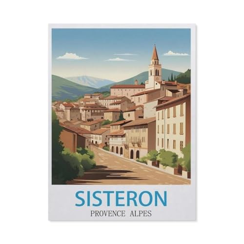 Puzzle 1000 Stück，Sisteron Provence-Alpen-Vintage-Reiseposter，Klassische Puzzle 3D Puzzle DIY Kit Papier Spielzeug Einzigartiges Geschenk Wohnkultur（38x26cm）-AR81 von YYHMKBYY