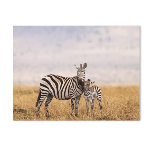 Puzzle 1000 Stück，Steppenzebra，Mutter mit Jungtier，Karton Kinderspielzeug Dekompression Spiel（38x26cm-335 von YYHMKBYY