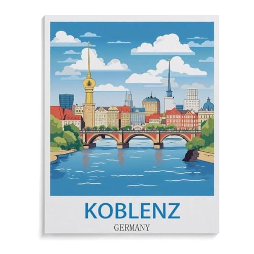 Puzzle 1000 Stück，Vintage-Reiseplakat Koblenz Deutschland，Für Holz Erwachsene Spielzeug Dekompression Spiel（75x50cm）-A89 von YYHMKBYY