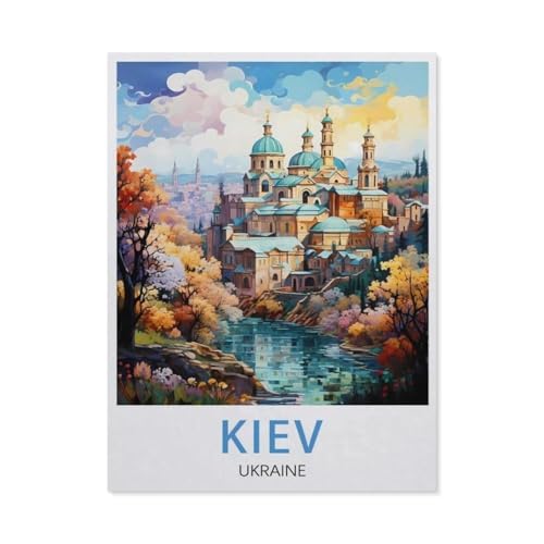 Puzzle 1000 Stück，Vintage-Reiseposter Kiev Ukraine，Klassische Puzzle 3D Puzzle DIY Kit Papier Spielzeug Einzigartiges Geschenk Wohnkultur（50x70cm）-BD55 von YYHMKBYY