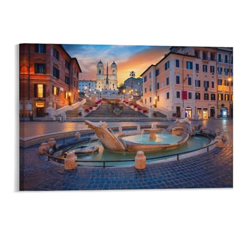 Puzzle 1000 Teile，Bild der Spanischen Treppe zum Sonnenaufgang，Art Malerei Puzzle 1000 Teile Pädagogisches intellektuelles Dekomprimieren von Spielzeugrätseln Lustige（38x26cm）-192 von YYHMKBYY