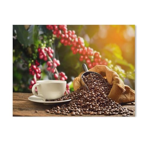 Puzzle 1000 Teile，Dampfende Tasse Kaffee mit Kaffeebohnen，Karton Puzzle 1000 Teile Spielzeug Für Erwachsene Dekompressionsspiel（50x70cm-232 von YYHMKBYY