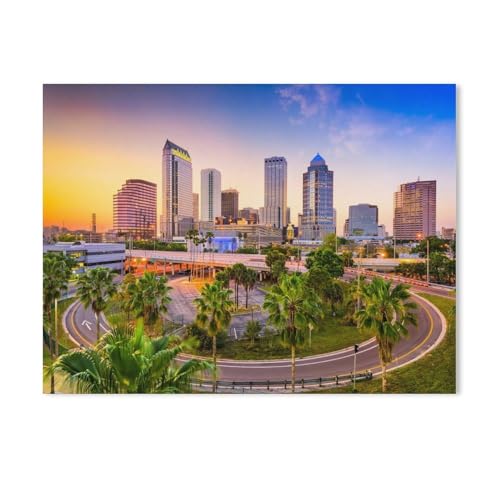 Puzzle 1000 Teile，Skyline von Tampa, Florida, USA，Holz Puzzle 1000 Teile Spielzeug Für Erwachsene Dekompressionsspiel（75x50cm-607 von YYHMKBYY