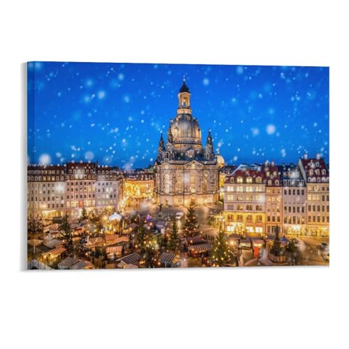 Puzzle 1000 Teile，Weihnachtsmarkt vor der Dresdner，Holz Kinderspielzeug Dekompressionsspiel（75x50cm）-104 von YYHMKBYY