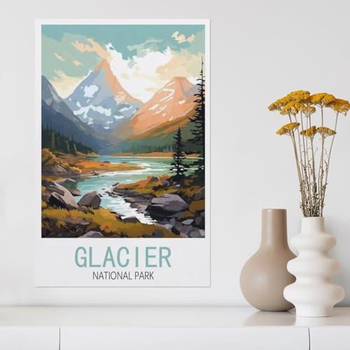 Puzzle 1000 Teile DIY Holz Puzzle，Glacier Nationalpark，Freizeit Creative Kreuzworträtsel Spiel Kind Puzzle Spielzeug Geburtstag Festival Einzigartiges Geschenk（75x50cm）-Y1 von YYHMKBYY