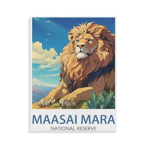 Puzzle 1000 Teile DIY Holz Puzzle，Maasai Mara Nationalreservat，Freizeit Creative Kreuzworträtsel Spiel Kind Puzzle Spielzeug Geburtstag Festival Einzigartiges Geschenk（75x50cm）-P85 von YYHMKBYY