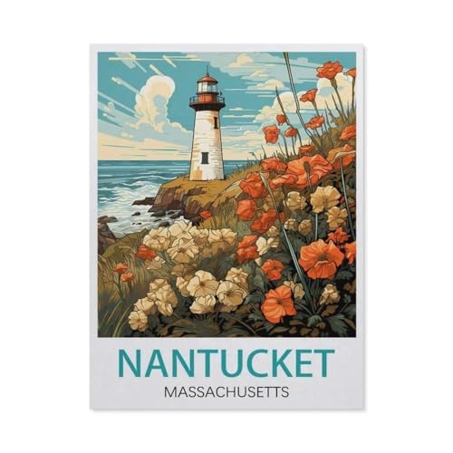 Puzzle 1000 Teile DIY Holz Puzzle，Nantucket Massachusetts，Freizeit Creative Kreuzworträtsel Spiel Kind Puzzle Spielzeug Geburtstag Festival Einzigartiges Geschenk（75x50cm）-AY46 von YYHMKBYY