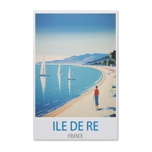 Puzzle 1000 Teile DIY Holz Puzzle，Vintages Reiseplakat der ILE de France，Freizeit Creative Kreuzworträtsel Spiel Kind Puzzle Spielzeug Geburtstag Festival Einzigartiges Geschenk（75x50cm）-E84 von YYHMKBYY