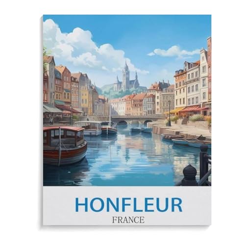 Puzzle 1000 Teile Erwachsene，Honfleur Frankreich Vintages Reiseplakat，Papier Puzzle（38x26cm）-D97 von YYHMKBYY