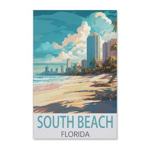 Puzzle 1000 Teile Erwachsene，Vintages Reiseplakat South Beach Florida，Papier Puzzle（50x70cm）-E70 von YYHMKBYY