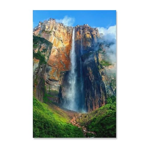 Puzzle 1000 Teile Erwachsene Kinde Spaß Lernspielzeug Geschenke，Höchster Wasserfall der Welt: Angel Falls oder Salto Angel,Venezuela（50x70cm-477 von YYHMKBYY