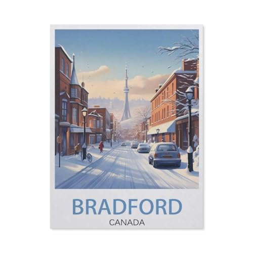 Puzzle 1000 Teile Erwachsene Puzzle Papier Puzzle Klassisches 3D Puzzle，Bradford Canada Ski Vintage-Reiseposter，DIY Collectibles Moderne Wohnkultur（50x70cm）-BC13 von YYHMKBYY