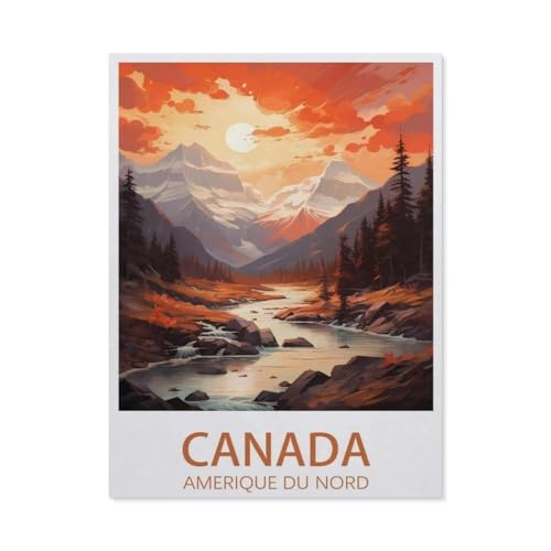 Puzzle 1000 Teile Erwachsene Puzzle Papier Puzzle Klassisches 3D Puzzle，Canada Amerique Du Nord Vintage-Reiseposter，DIY Collectibles Moderne Wohnkultur（38x26cm）-AN42 von YYHMKBYY