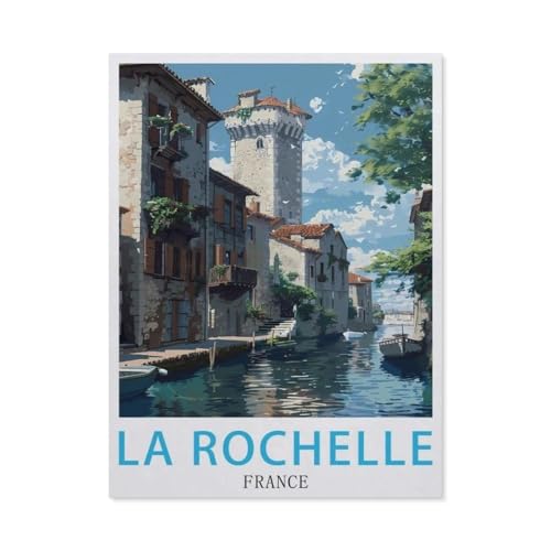 Puzzle 1000 Teile Erwachsene Puzzle Papier Puzzle Klassisches 3D Puzzle，La Rochelle Vintage-Reiseposter,Frankreich，DIY Collectibles Moderne Wohnkultur（50x70cm）-BF78 von YYHMKBYY