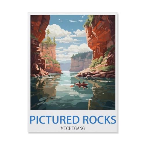 Puzzle 1000 Teile Erwachsene Puzzle Papier Puzzle Klassisches 3D Puzzle，Pictured Rocks, Michigan，DIY Collectibles Moderne Wohnkultur（38x26cm）-S3 von YYHMKBYY