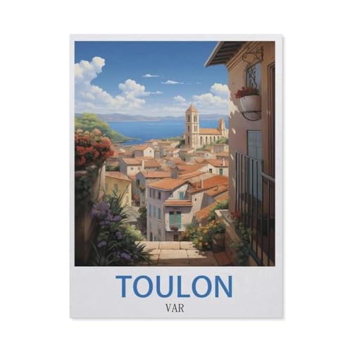 Puzzle 1000 Teile Erwachsene Puzzle Papier Puzzle Klassisches 3D Puzzle，Toulon VAR Vintage-Reiseposter，DIY Collectibles Moderne Wohnkultur（50x70cm）-AR85 von YYHMKBYY