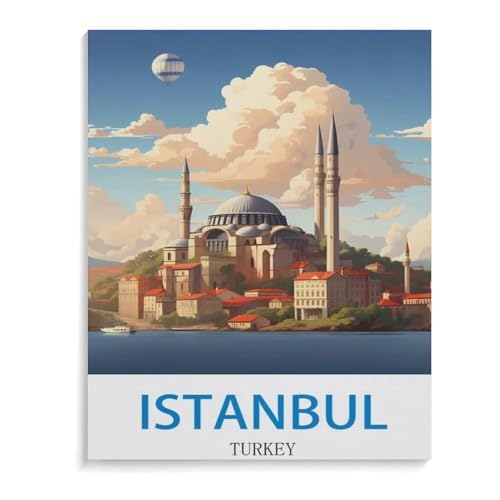 Puzzle 1000 Teile Erwachsene Puzzle Papier Puzzle Klassisches 3D Puzzle，Vintage-Reiseplakat Istanbul Türkiye，DIY Collectibles Moderne Wohnkultur（38x26cm）-C64 von YYHMKBYY