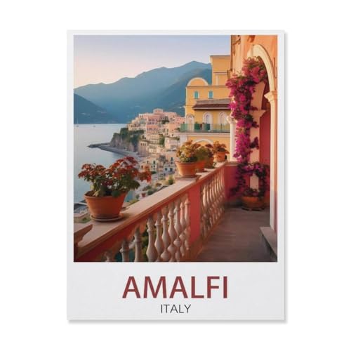 Puzzle 1000 Teile Erwachsenen Puzzle，Amalfi Italien，Kind Aus Papier Puzzle Panorama Art DIY Leisure Game Fun Geschenk Spielzeug Geeignete Freunde Familie（38x26cm）-T30 von YYHMKBYY