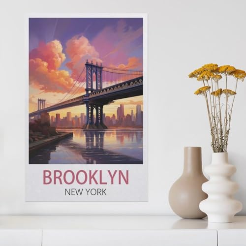 Puzzle 1000 Teile Erwachsenen Puzzle，Brooklyn New York State，Kind Aus Papier Puzzle Panorama Art DIY Leisure Game Fun Geschenk Spielzeug Geeignete Freunde Familie（38x26cm）-Z100 von YYHMKBYY