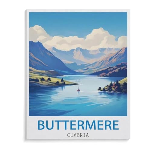 Puzzle 1000 Teile Erwachsenen Puzzle，Buttermere Cumbria Vintage Reiseplakat，Kind Aus Holz Puzzle Panorama Art DIY Leisure Game Fun Geschenk Spielzeug Geeignete Freunde Familie（75x50cm）-C45 von YYHMKBYY