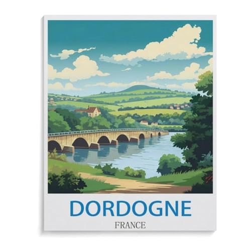 Puzzle 1000 Teile Erwachsenen Puzzle，Vintages Reiseplakat Dordogne Frankreich，Kind Aus Papier Puzzle Panorama Art DIY Leisure Game Fun Geschenk Spielzeug Geeignete Freunde Familie（38x26cm）-B72 von YYHMKBYY