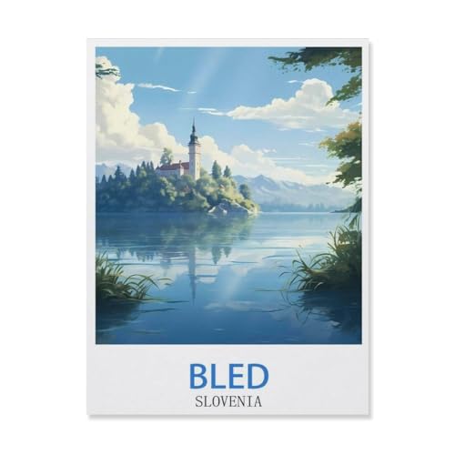 Puzzle 1000 Teile Landschaft Erwachsene Puzzle Holz Puzzle 3D Klassisches Puzzle，Bled, Slowenien，DIY Moderne Kunst Hauptdekor（75x50cm）-R95 von YYHMKBYY