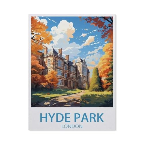 Puzzle 1000 Teile Landschaft Erwachsene Puzzle Holz Puzzle 3D Klassisches Puzzle，Hyde Park London, Vintage-Reiseposter，DIY Moderne Kunst Hauptdekor（75x50cm）-AR4 von YYHMKBYY