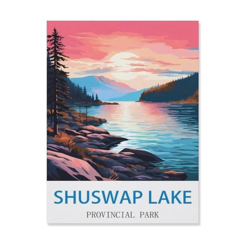 Puzzle 1000 Teile Landschaft Erwachsene Puzzle Holz Puzzle 3D Klassisches Puzzle，Shuswap Lake Provincial Park，DIY Moderne Kunst Hauptdekor（75x50cm）-T41 von YYHMKBYY