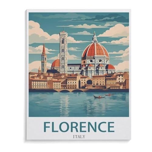 Puzzle 1000 Teile Landschaft Erwachsene Puzzle Papier Puzzle 3D Klassisches Puzzle，Vintages Reiseplakat Florenz Italien，DIY Moderne Kunst Hauptdekor（50x70cm）-J16 von YYHMKBYY