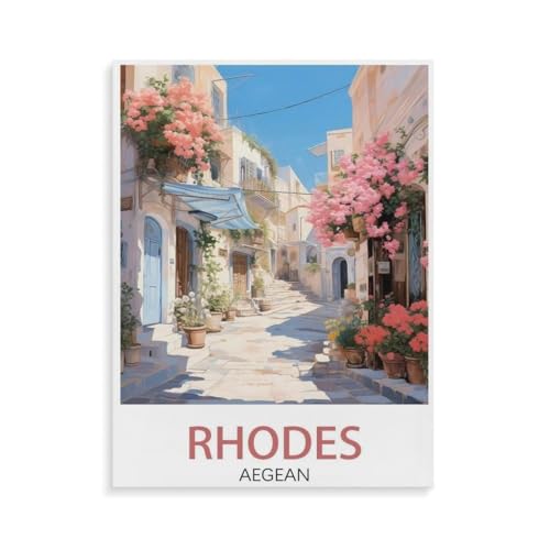 Puzzle 1000 Teile Papier，Lindos Rhodos Aegean Street，Dekompression Der Erwachsenen，Kinderpuzzle Spiele Ab 8 Jahren, Spielzeug Für Mädchen Jungen Teenager（50x70cm）-O37 von YYHMKBYY