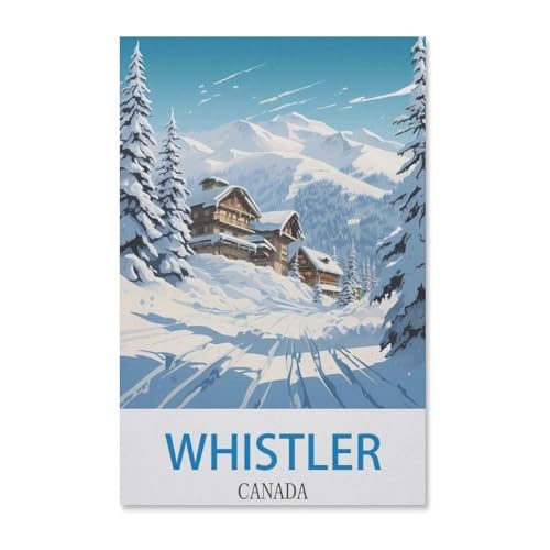 Puzzle 1000 Teile Papier，Vintages Reiseplakat Whistler Kanada，Dekompression Der Erwachsenen，Kinderpuzzle Spiele Ab 8 Jahren, Spielzeug Für Mädchen Jungen Teenager（50x70cm）-H77 von YYHMKBYY