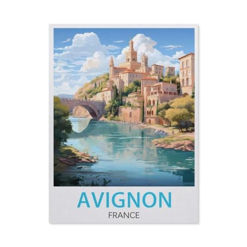 Puzzle 1000 Teile für Erwachsene，Avignon France Vintage-Reiseposter，Puzzle Teenager Jungen Mädchen Puzzle Schwieriges, Herausforderndes Puzzle für Partyspiele（38x26cm）-AL98 von YYHMKBYY