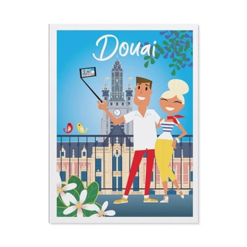 Puzzle 1000 Teile für Erwachsene，Douai Frankreich Skyline Vintage Reise Poster，Puzzle Teenager Jungen Mädchen Puzzle for Teen Lernspiel Holiday Challenging Puzzle（75x50cm）-BP38 von YYHMKBYY