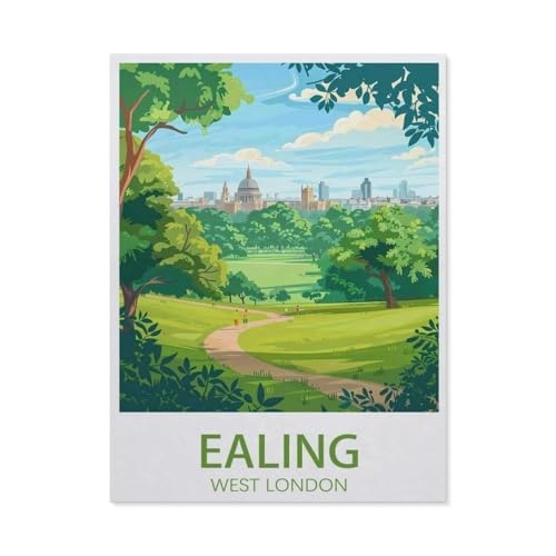 Puzzle 1000 Teile für Erwachsene，Ealing West London Vintage-Reiseposter，Puzzle Teenager Jungen Mädchen Puzzle Schwieriges, Herausforderndes Puzzle für Partyspiele（75x50cm）-AM71 von YYHMKBYY