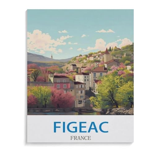 Puzzle 1000 Teile für Erwachsene，Figeac Vintage Reiseplakat Frankreich，Puzzle Teenager Jungen Mädchen Puzzle Schwieriges, Herausforderndes Puzzle für Partyspiele（38x26cm）-I7 von YYHMKBYY