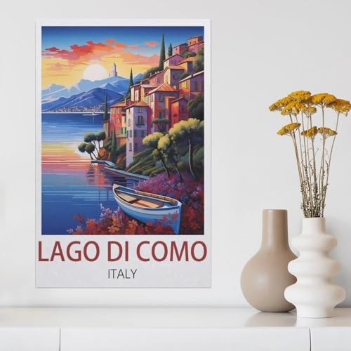 Puzzle 1000 Teile für Erwachsene，Lago Di Como, Italien，Puzzle Teenager Jungen Mädchen Puzzle Schwieriges, Herausforderndes Puzzle für Partyspiele（50x70cm）-Z48 von YYHMKBYY