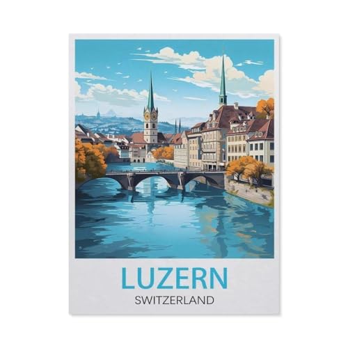 Puzzle 1000 Teile für Erwachsene，Luzern Schweiz Vintage-Reiseposter，Puzzle Puzzle Schwierig Perfektes Pädagogisches Geschenk für Jungen Und Mädchen（38x26cm）-AO99 von YYHMKBYY