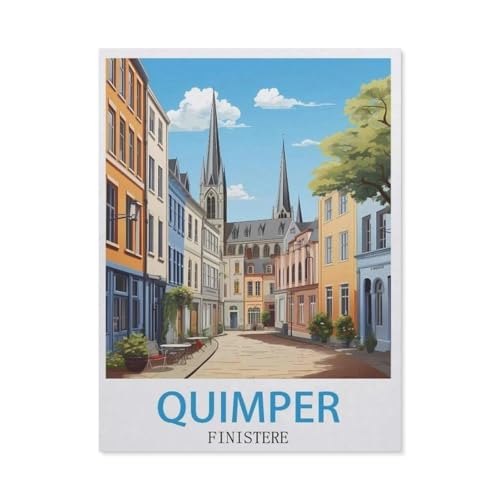 Puzzle 1000 Teile für Erwachsene，Quimper Finistere Vintage-Reiseposter，Puzzle Teenager Jungen Mädchen Puzzle for Teen Lernspiel Holiday Challenging Puzzle（50x70cm）-AR90 von YYHMKBYY