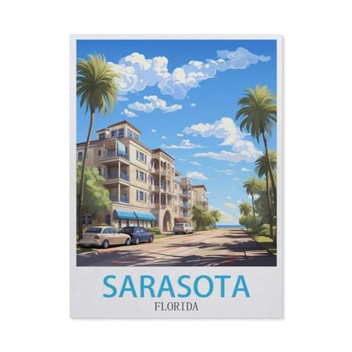 Puzzle 1000 Teile für Erwachsene，Sarasota Florida Vintage-Reiseposter，Puzzle Teenager Jungen Mädchen Puzzle for Teen Lernspiel Holiday Challenging Puzzle（38x26cm）-AX4 von YYHMKBYY