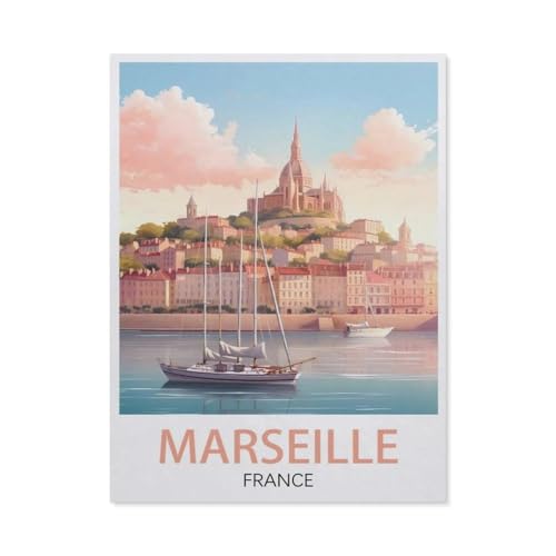 Puzzle 1000 Teile für Erwachsene，Vintage-Reiseposter Marseille，Klassische Puzzle Teenager Jungen Mädchen Puzzle DIY Moderne Wohnkultur Einzigartiges Geschenk Intellektuelles Spiel（50x70cm）-BF9 von YYHMKBYY