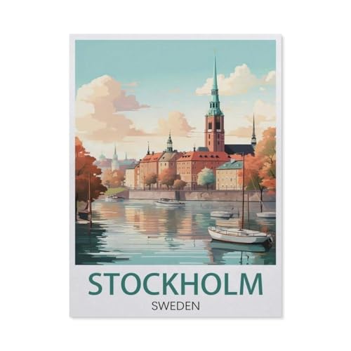 Puzzle Für Erwachsene 1000 Teile DIY Holz Puzzles Erwachsene Kinder Puzzle Klassisches Puzzle，Stockholm Schweden ，1000 Teile Puzzle Geschenke Für Liebhaber Oder Freunde（75x50cm）-BE93 von YYHMKBYY