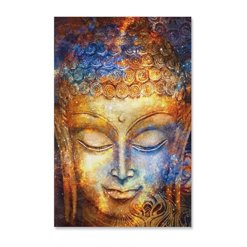 Puzzles 1000 Stück Holz Montage Bild，Buddha-Kopf als Aquarell-Gemälde, Buddhismus，Erwachsene Spiele Lernspielzeug（75x50cm-17 von YYHMKBYY