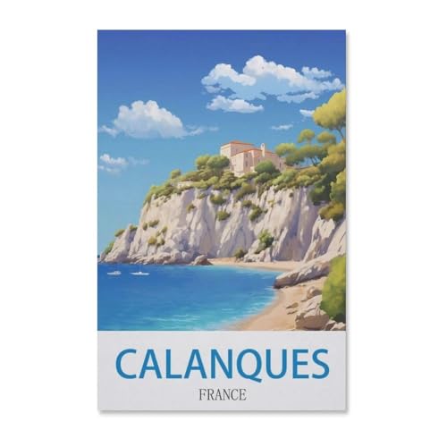 Puzzles 1000 Stück Holz Montage Bild，Calanques Frankreich，Erwachsene Spiele Lernspielzeug（75x50cm）-H40 von YYHMKBYY