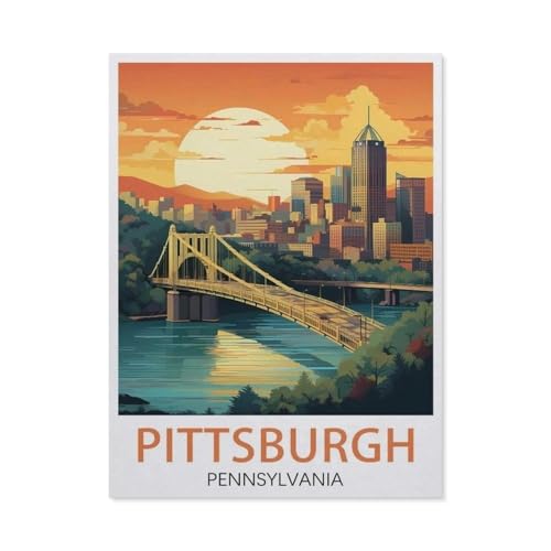 Puzzles 1000 Stück Holz Montage Bild，Pittsburgh Pennsylvania，Filmplakat Für Erwachsene Spiele Lernspielzeug（75x50cm）-BE69 von YYHMKBYY