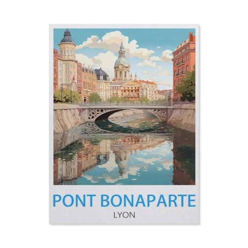 Puzzles 1000 Stück Holz Montage Bild，Pont Bonaparte Lyon Vintage-Reiseposter，Erwachsene Spiele Lernspielzeug（75x50cm）-AQ74 von YYHMKBYY