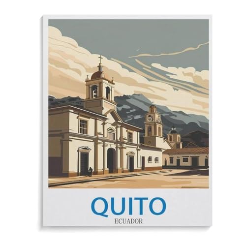 Puzzles 1000 Stück Holz Montage Bild，Quito Ecuador Vintages Reiseplakat，Erwachsene Spiele Lernspielzeug（75x50cm）-L78 von YYHMKBYY