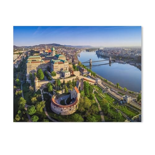 Puzzles 1000 Stück Holz Montage Bild，Skyline von Budapest mit Königspalast, Ungarn，Filmplakat Für Erwachsene Spiele Lernspielzeug（75x50cm-518 von YYHMKBYY