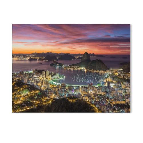 Puzzles 1000 Stück Holz Montage Bild，Sonnenuntergang in Rio de Janeiro, Brasilien，Filmplakat Für Erwachsene Spiele Lernspielzeug（75x50cm-468 von YYHMKBYY