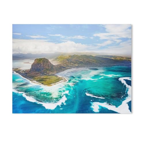 Puzzles 1000 Stück Holz Montage Bild，Unterwasser-Wasserfalls auf Mauritius，Erwachsene Spiele Lernspielzeug（75x50cm-442 von YYHMKBYY